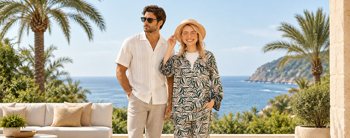 Holiday & Resort collection banner with two models
