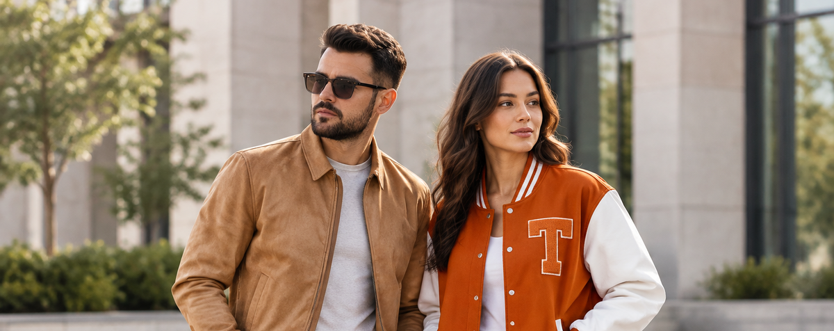 Jackets collection banner with two models
