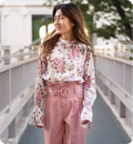 Floral Print Tie-Neck Blouse