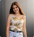 Floral Print Tie-Neck Blouse