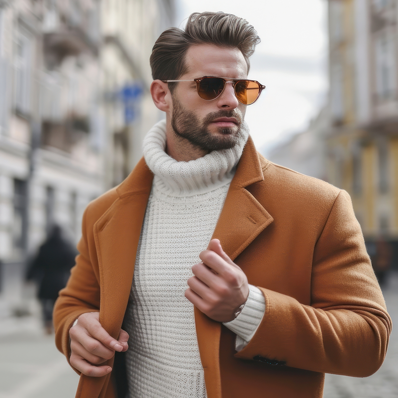 Men's Camel Tailored Casual Coat
