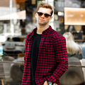 Men's Burgundy Check Casual Shirt