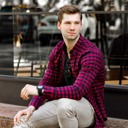 Men's Burgundy Check Casual Shirt