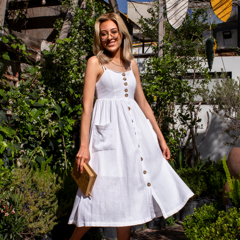 Willow Garden White Midi Dress