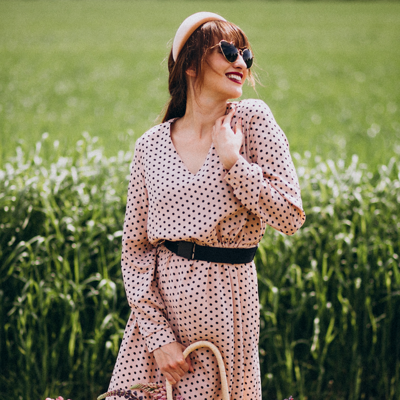 Meadow Dot Wrap Midi Dress