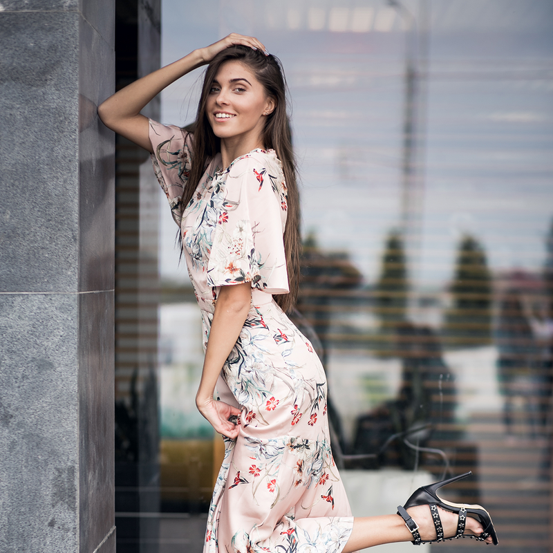 Relaxed Printed Midi Dress