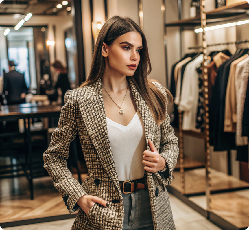 Women’s Structured Check Blazer