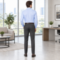 Back view of men’s blue office shirt