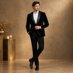 Black party-wear suit