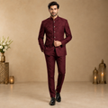 Burgundy bandhgala party look