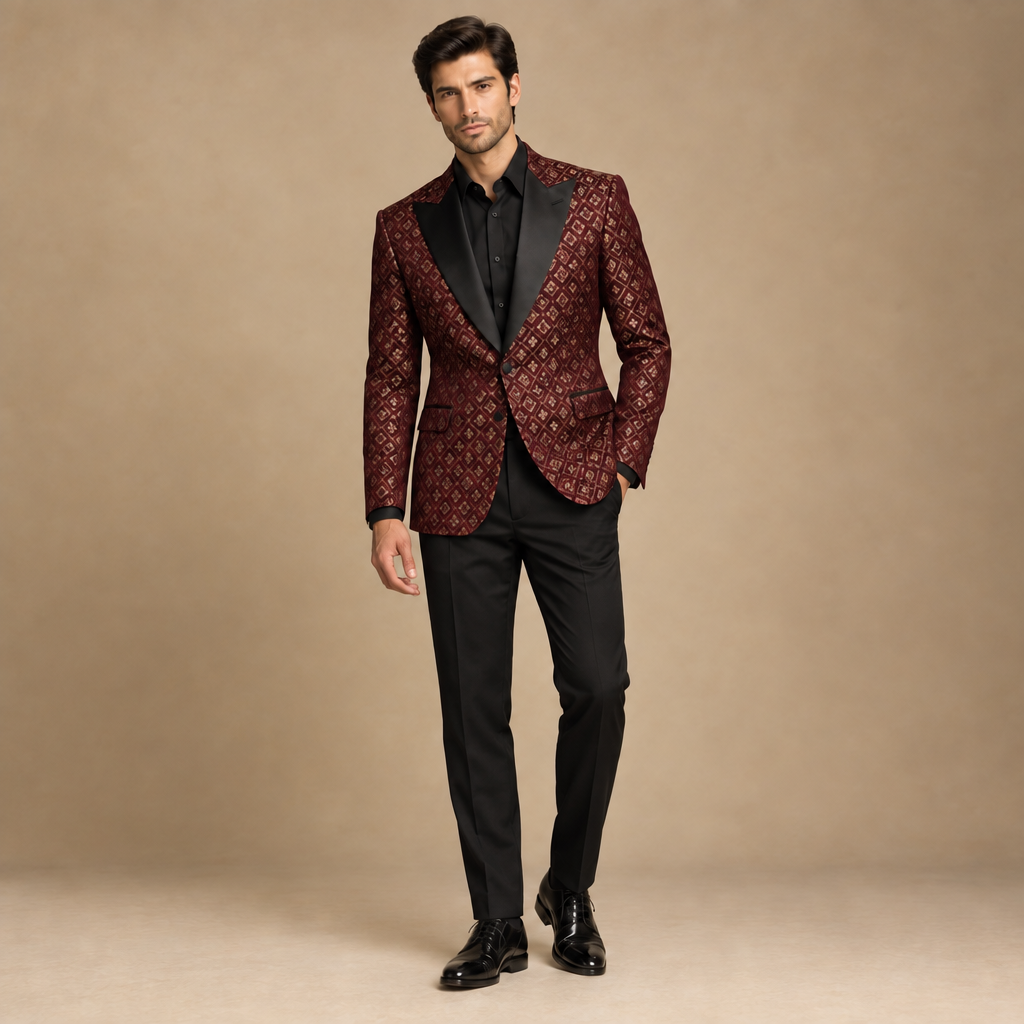 Burgundy patterned party jacket