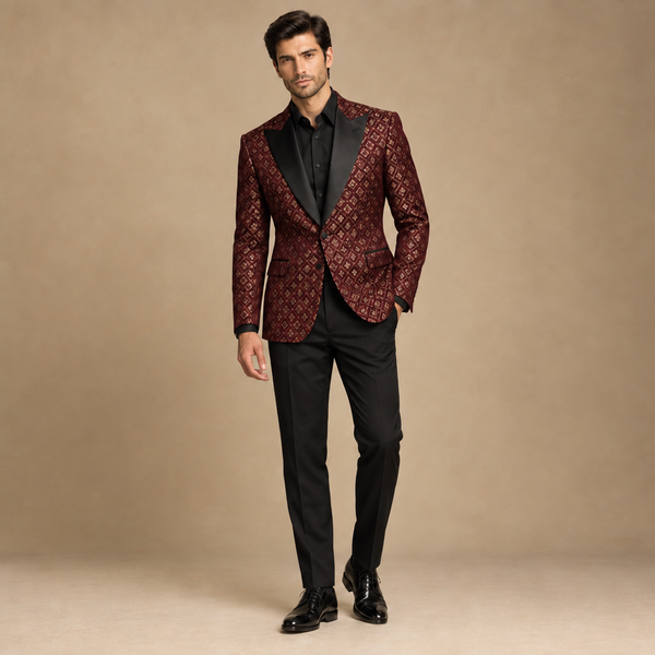 Burgundy patterned party jacket
