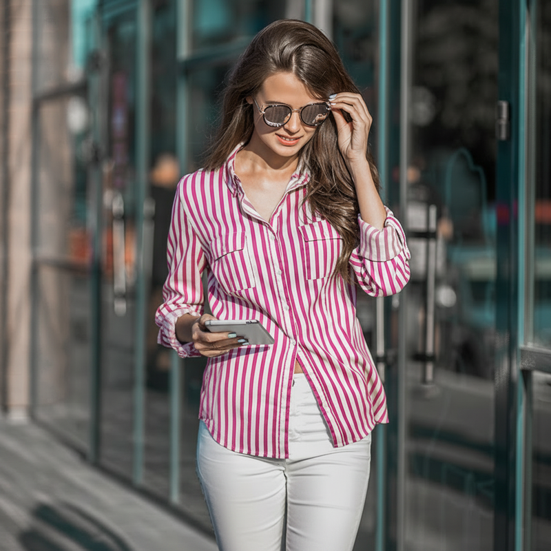 Classic Striped Cotton Shirt - Pink
