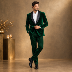 Emerald green party-wear suit