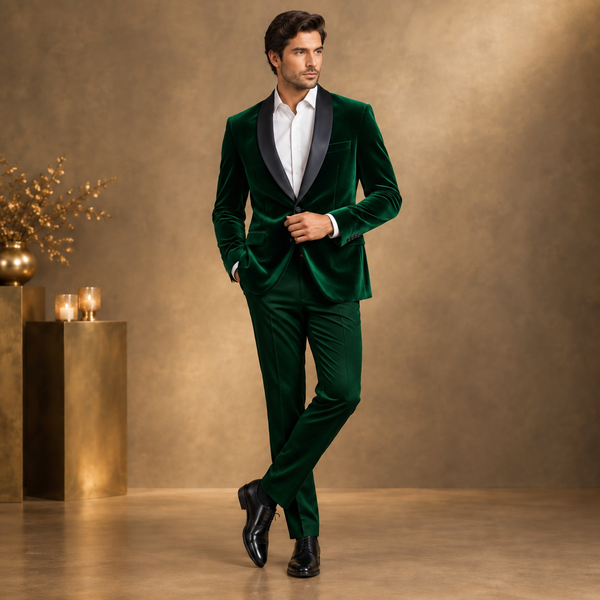 Emerald green party-wear suit