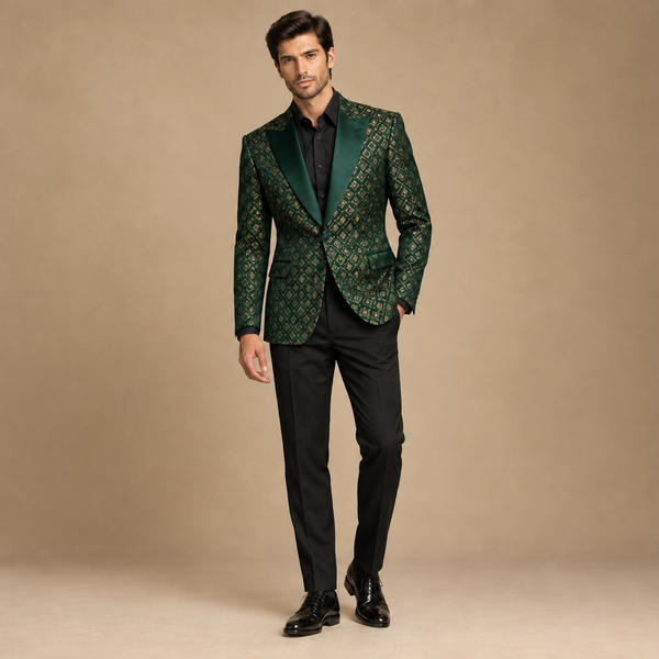 Emerald patterned party jacket