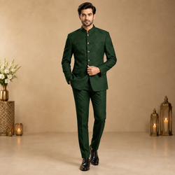Forest green bandhgala party look