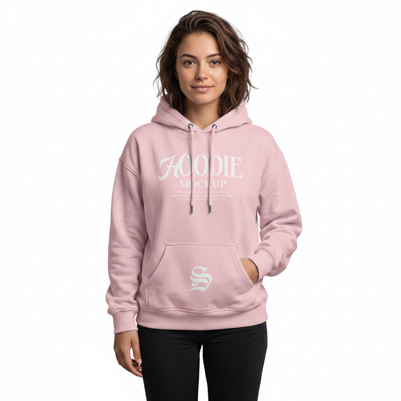Hoodie - Pastel Pink Female Model