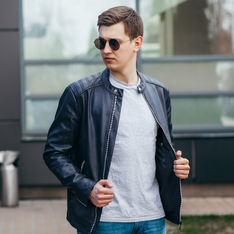 Leather Jacket - Navy Blue Variant
