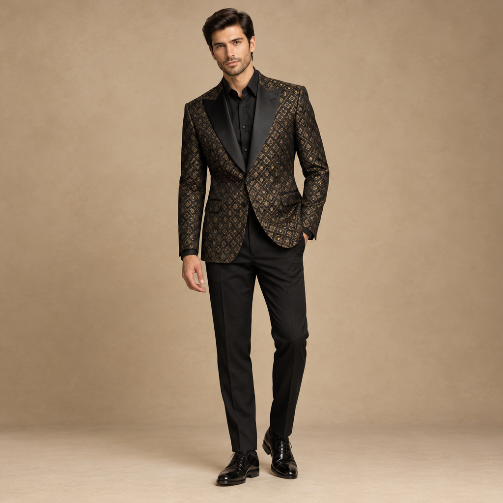 Men’s patterned party-wear jacket and trousers