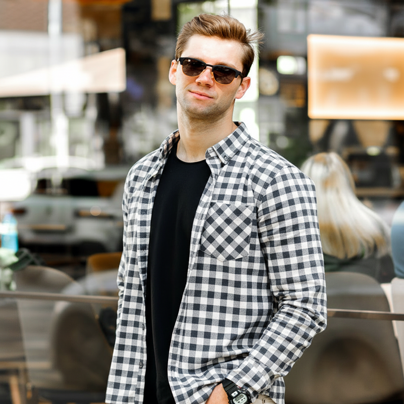 Men's Check Casual Shirt - White