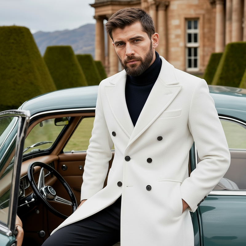 Modern Wool Overcoat - White Variant