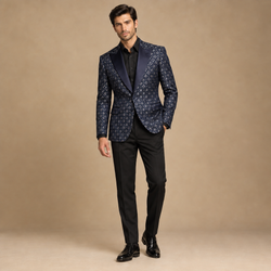 Navy patterned party jacket