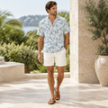 Ocean blue tropical-print resort shirt