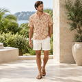 Terracotta tropical-print resort shirt