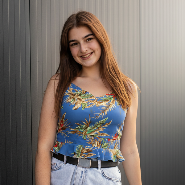 Tropical Summer Cami Top - Blue