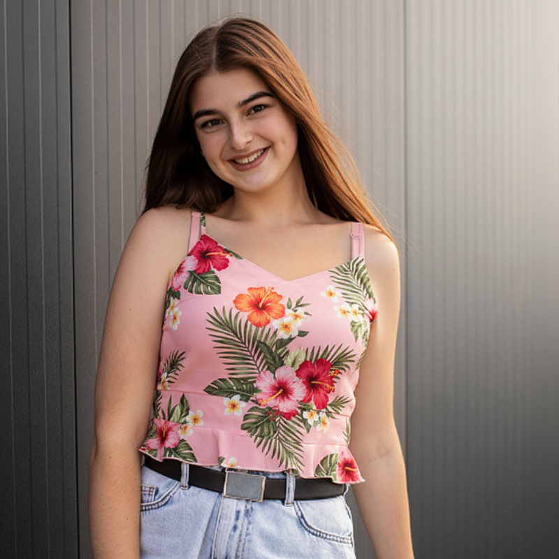 Tropical Summer Cami Top - Pink Variant
