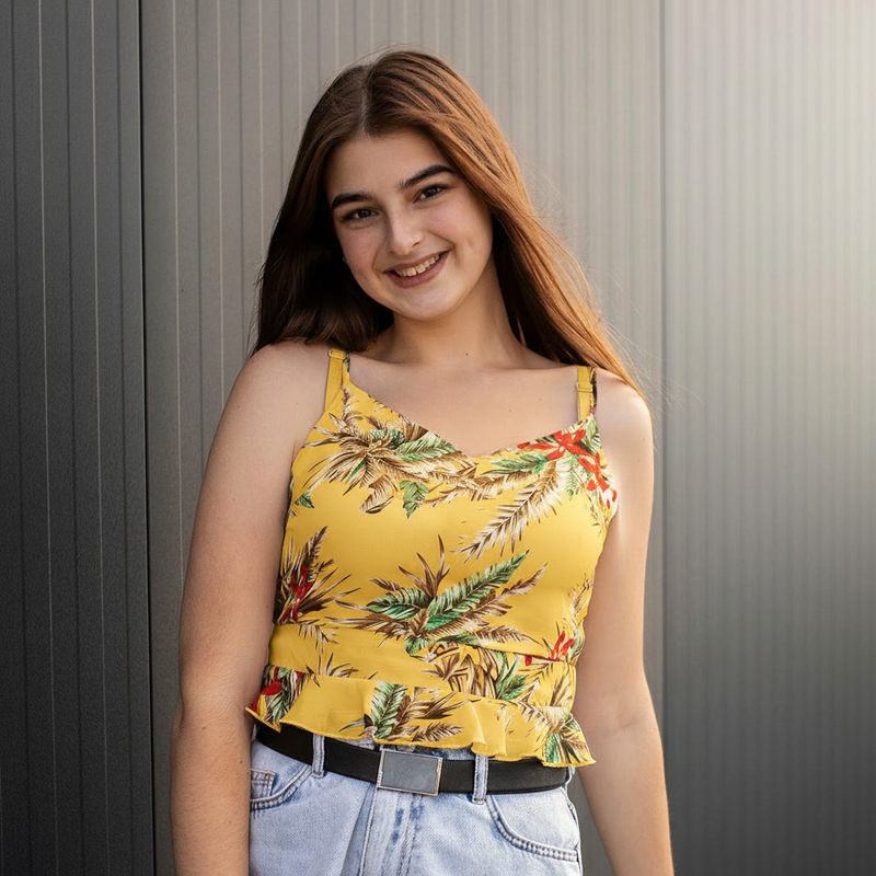Tropical Summer Cami Top - Yellow